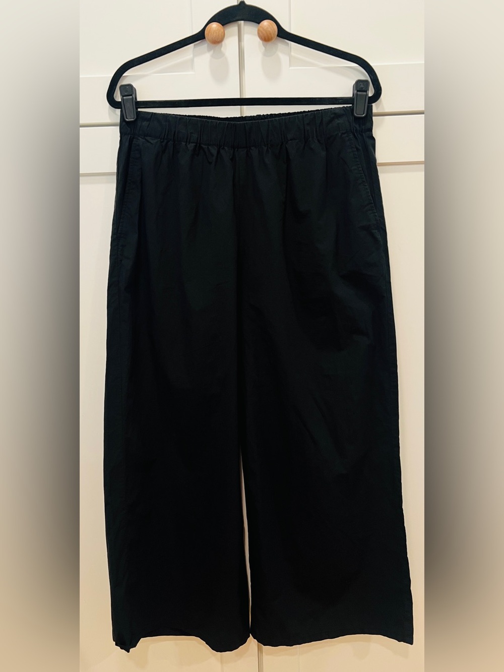 EILEEN FISHER WASHED ORGANIC COTTON POPLIN WIDE LEG PANTS, SIZE M. - Picture 4 of 14
